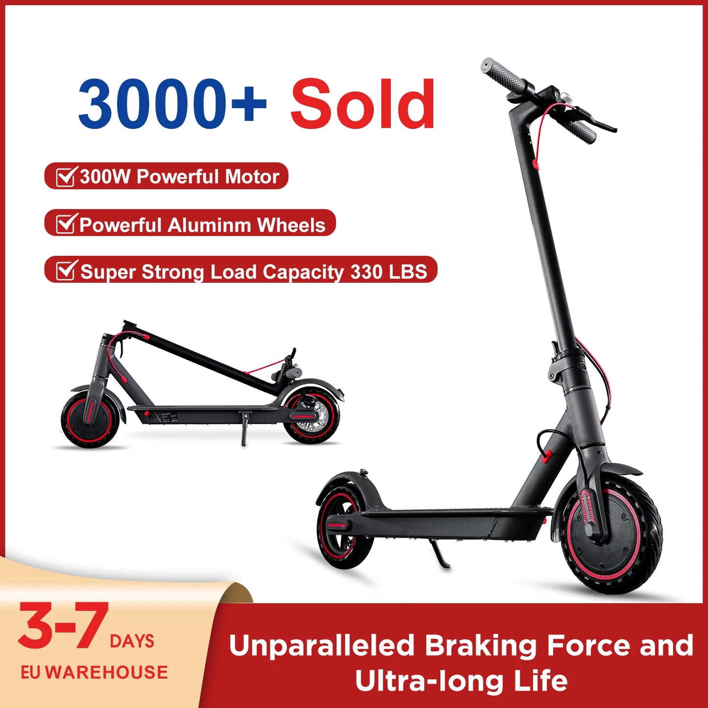 350W Foldable Long Range Solid Tyre Lightweight Smart App 10.4Ah 15.6MPH Electric Scooter