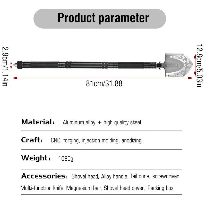 Multifunctional Shovel Ax Set Survival Kit Folding Tactical Hatchet Spade Tomahawk