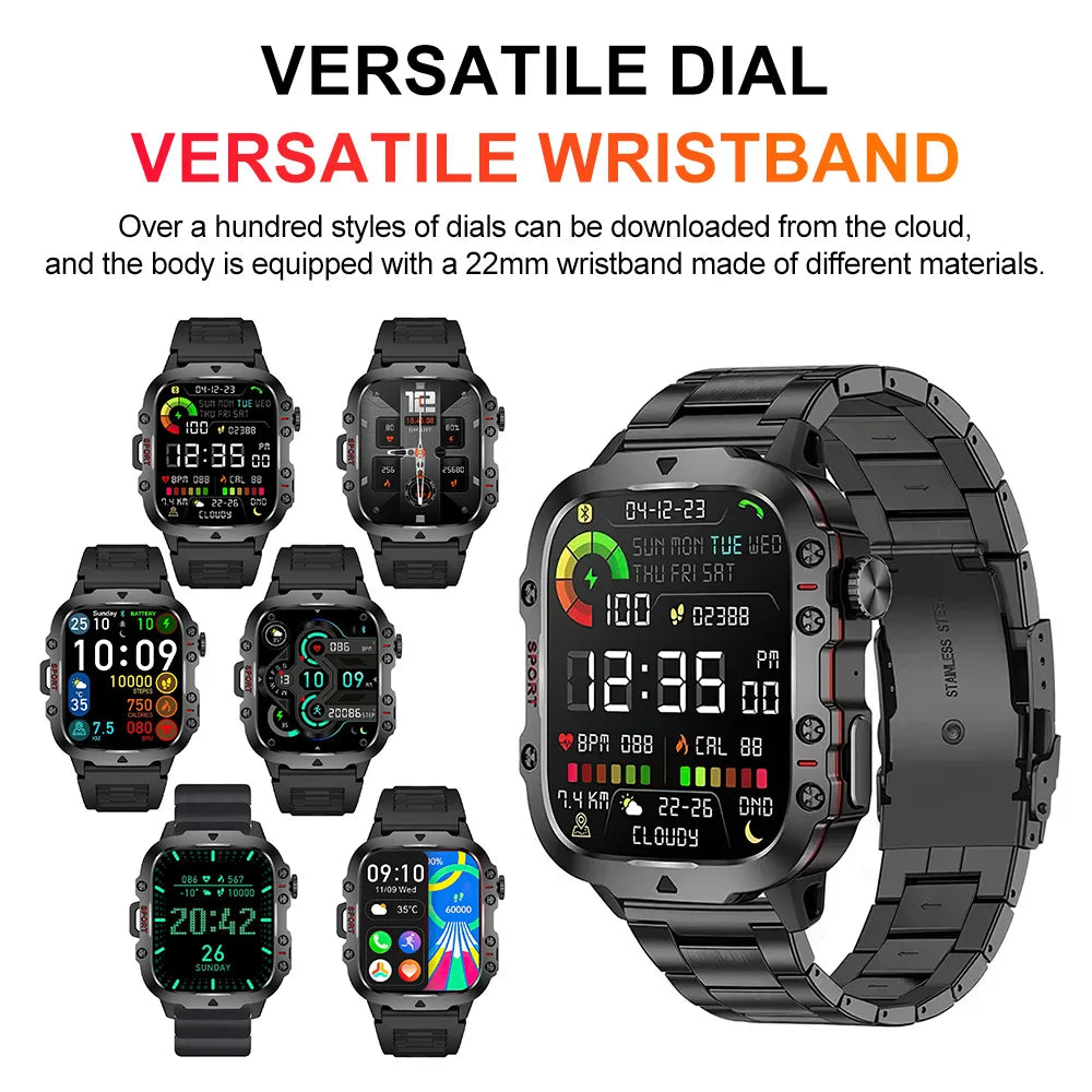 Waterproof Smart Sports Watch Full Screen Touch 1.96 Inch Bluetooth  Heart Rate Blood Oxygen Monitoring