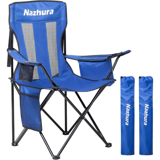 2 Pack Outdoor Camping Chairs Folding/Foldable/Portable with Cooler Pouch, & Cup Holdercket.