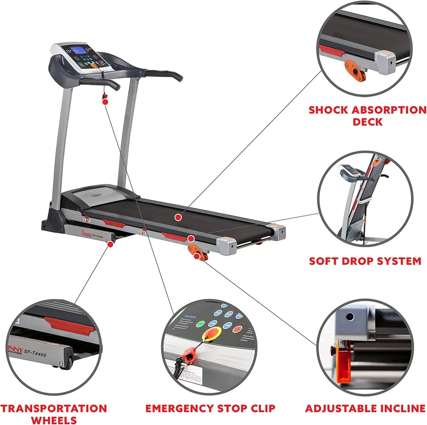 Health & Fitness Premium Folding Incline Treadmill with Pulse Sensors & One-Touch Speed Buttons,