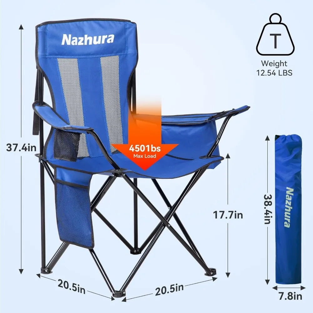 2 Pack Outdoor Camping Chairs Folding/Foldable/Portable with Cooler Pouch, & Cup Holdercket.