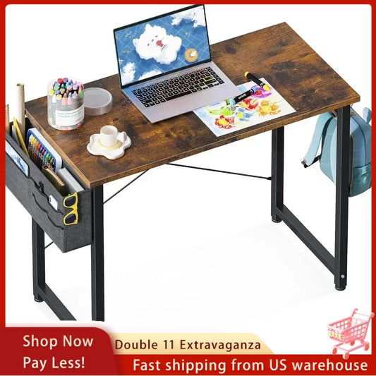 Laptop Desk Study Desk, 32 Inch Small Desk, Writing Desk with Storage,Work Table