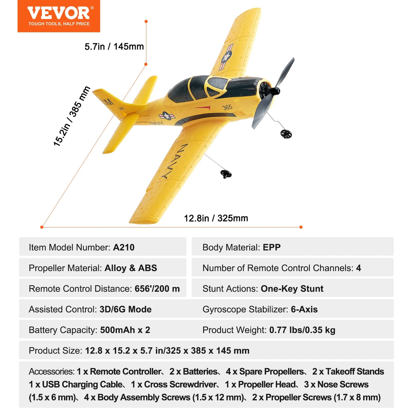 Remote Control Airplane with 6-Axis Gyro Stabilizer