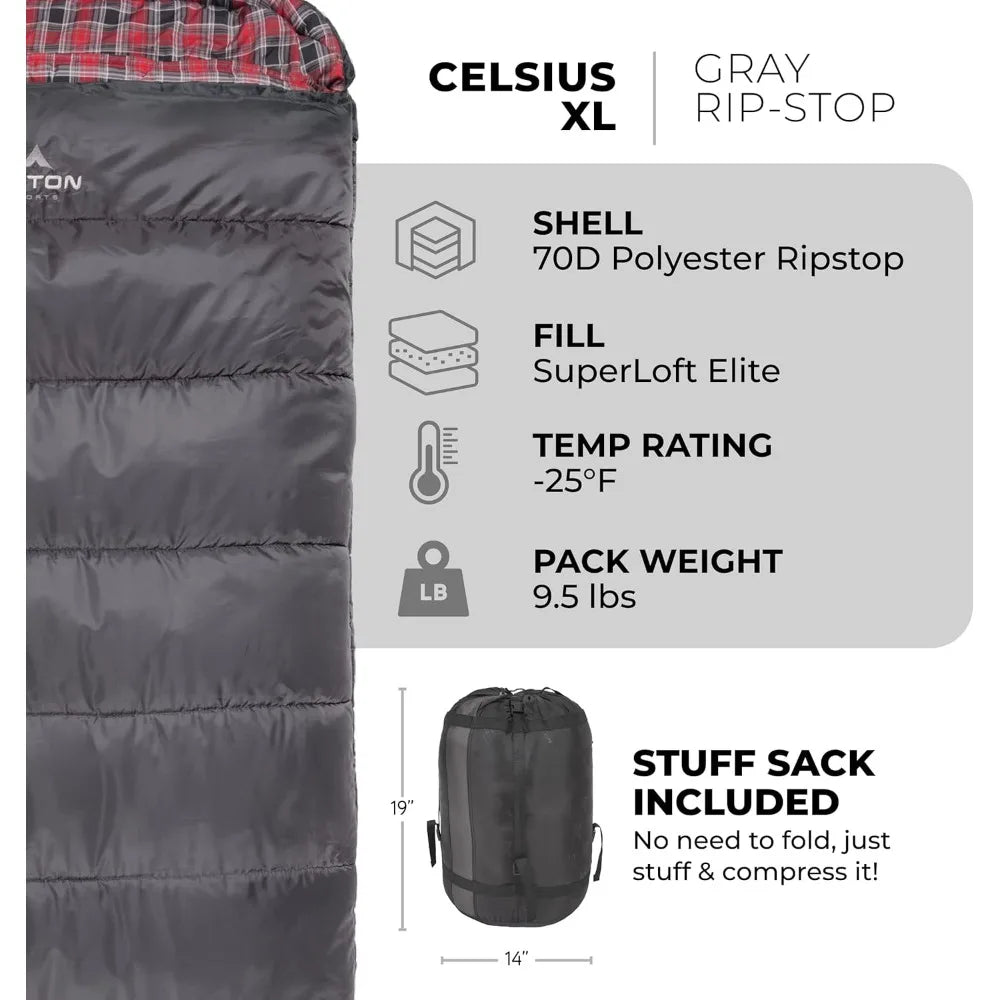 Celsius XL, -25, 20, 0 Degree Sleeping Bags, Durable and Warm