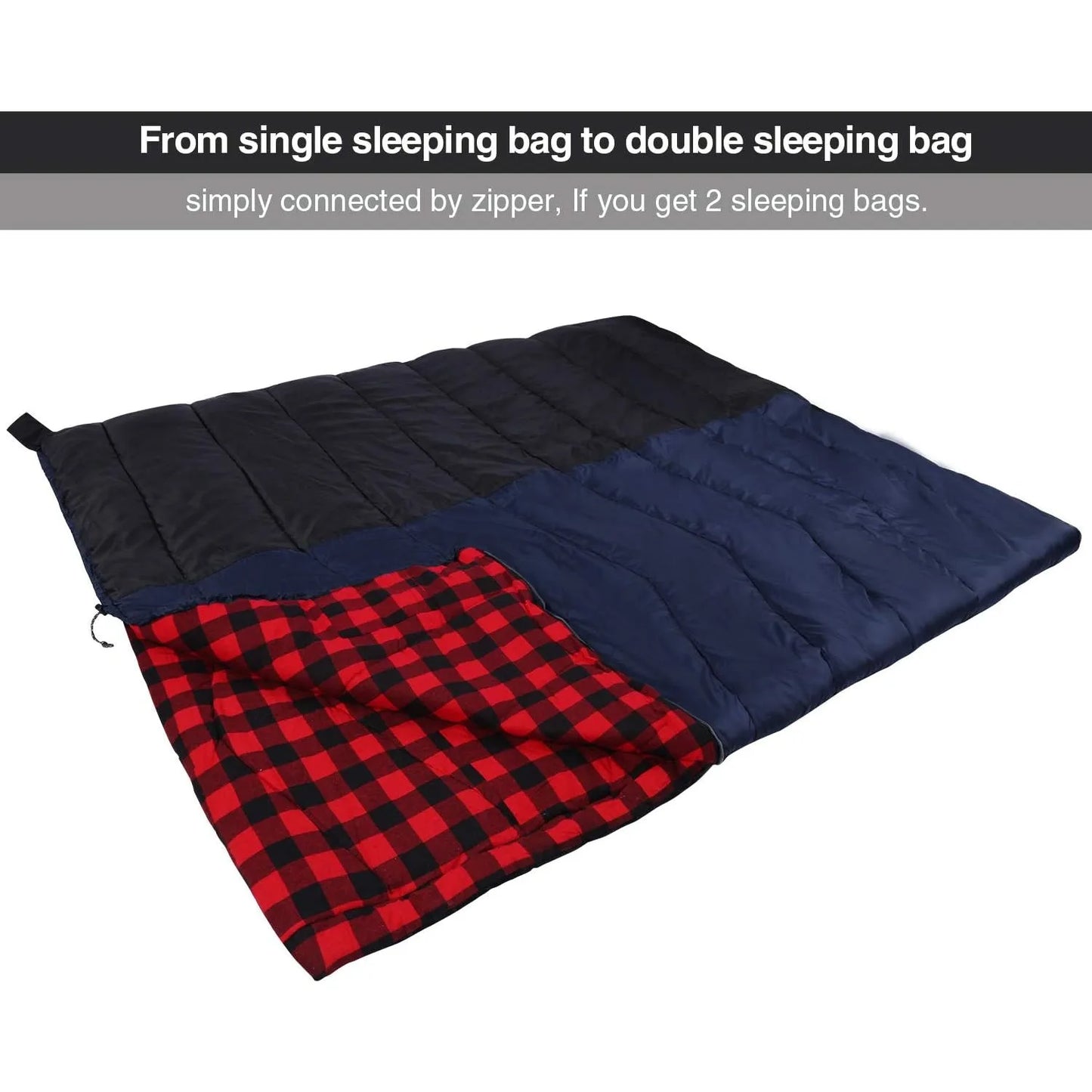 Cotton Flannel Envelope Sleeping Bag for Cold Weather