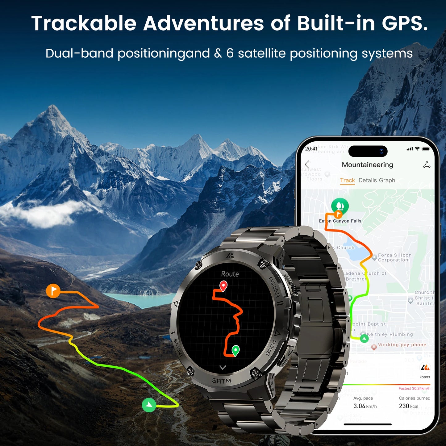 T3E GPS Smart Watch For Men Compass Altimeter 5ATM IP69K Waterproof  Bluetooth Call Smart Watches