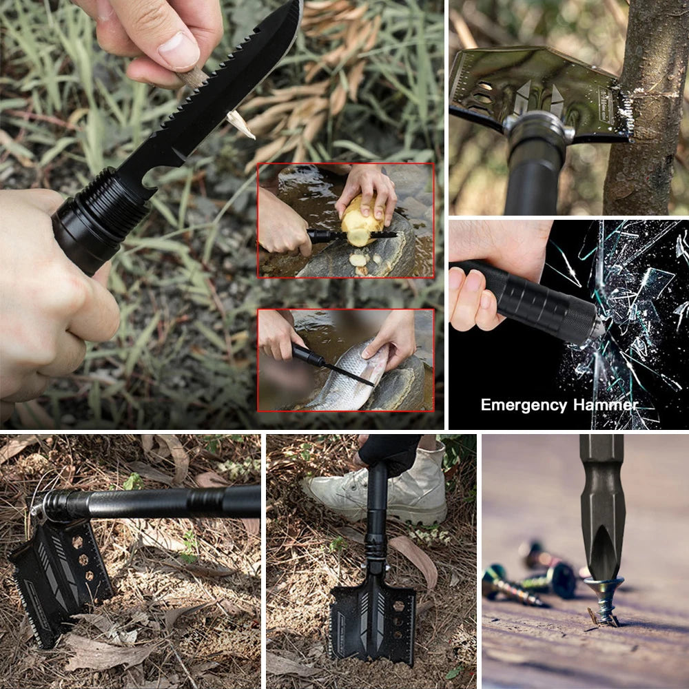 Outdoor Multifunctional Shovel Kit Folding Military Tactics Shovels Camping. Hiking, & Hunting