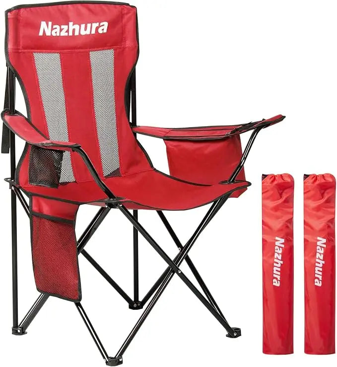 2 Pack Outdoor Camping Chairs Folding/Foldable/Portable with Cooler Pouch, & Cup Holdercket.