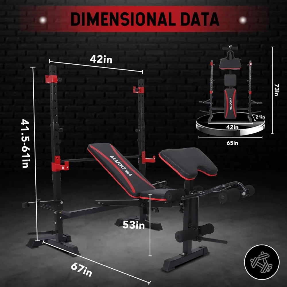 Weight Bench Set Preacher Curl, Bench Press Set & Squat Rack, Foldable Workout Benches 900LBS, 6 in 1 Design