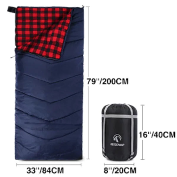 Cotton Flannel Envelope Sleeping Bag for Cold Weather