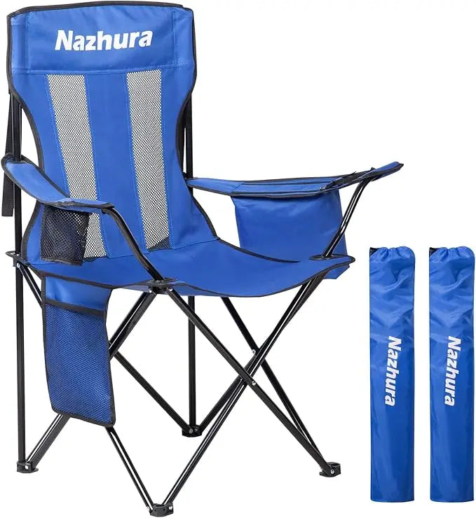 2 Pack Outdoor Camping Chairs Folding/Foldable/Portable with Cooler Pouch, & Cup Holdercket.