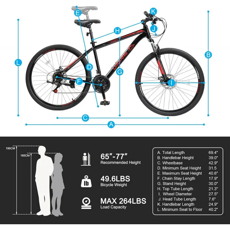 mountain bike27.5/29 inch; mountain bike 21-speed adult bikes, double disc brake,