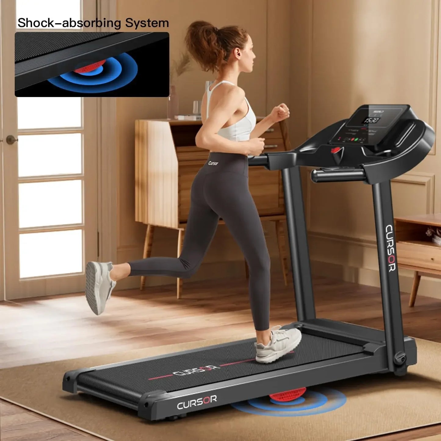 FITNESS Home Folding Treadmill with Pulse Sensor, 2.5 HP 265 LBS Capacity