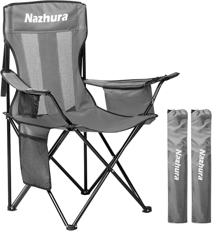 2 Pack Outdoor Camping Chairs Folding/Foldable/Portable with Cooler Pouch, & Cup Holdercket.