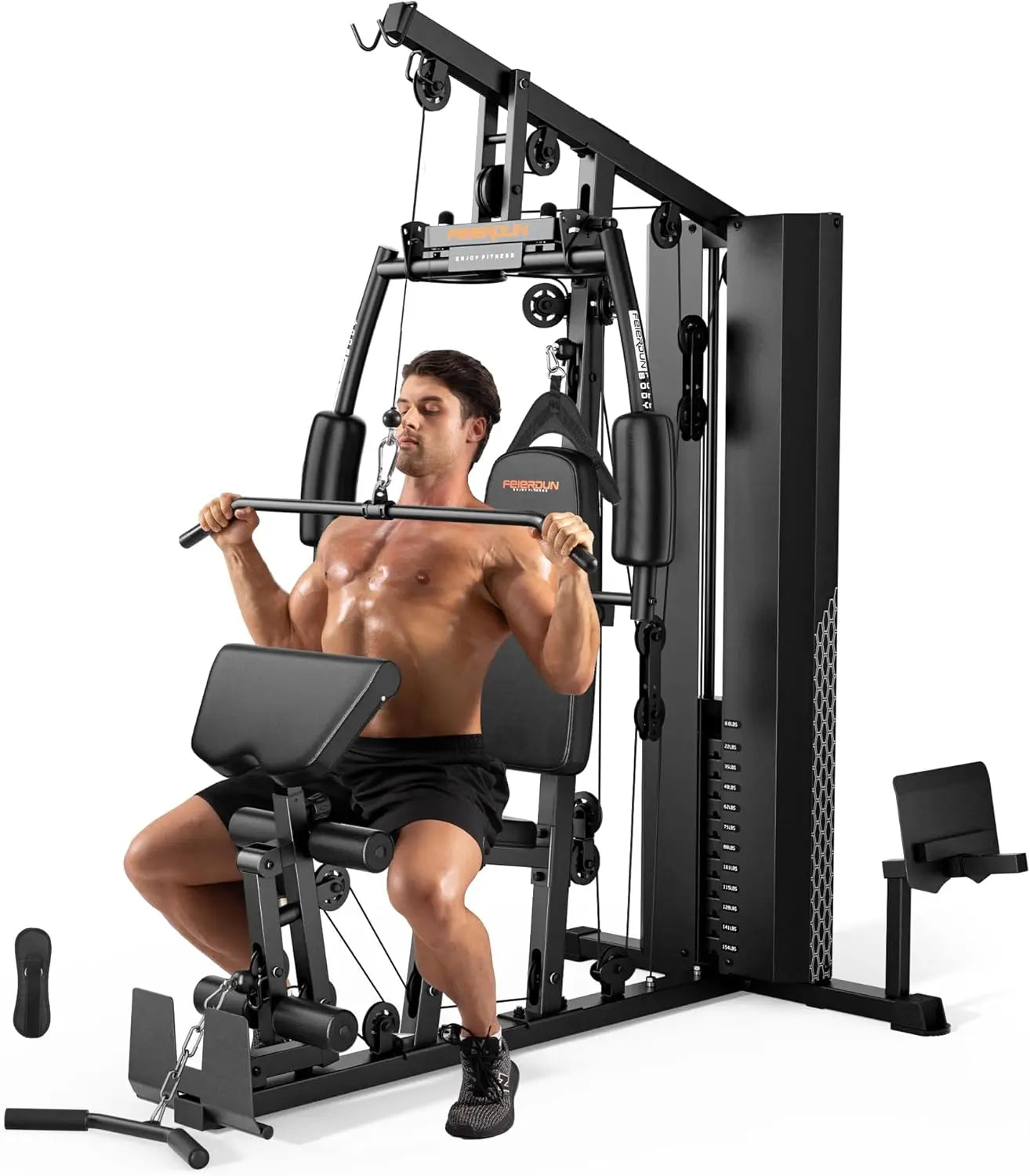 Gym with 154LBS Weight Stack, Multi Exercise Equipment with Leg Press,