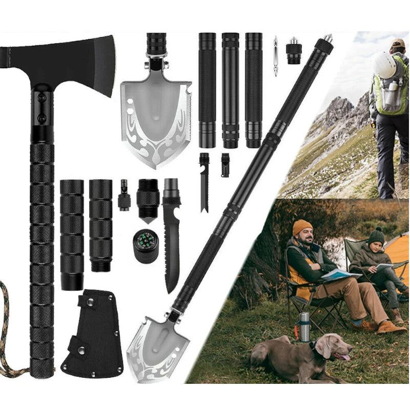 Multifunctional Shovel Ax Set Survival Kit Folding Tactical Hatchet Spade Tomahawk