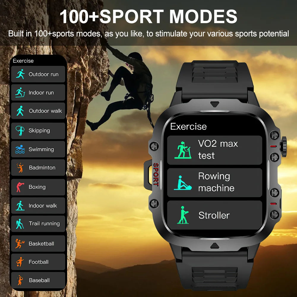 Waterproof Smart Sports Watch Full Screen Touch 1.96 Inch Bluetooth  Heart Rate Blood Oxygen Monitoring